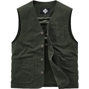 
JEEP pure cotton vest men's 2026 summer new middle-aged outdoor fishing casual multi-pocket vest thin jacket