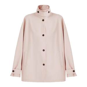 Fano Cream Peach Pink Sleeve Short Trench Coat Jacket Women's Design Sense 2025 Autumn New Style