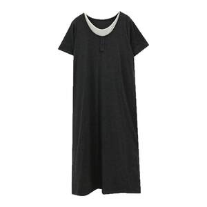 
Maternity dress summer fake two-piece new short-sleeved pregnancy style loose and slim ice silk fake two-piece dress