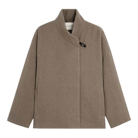 
BODYDREAM Wool Quilted Cotton Jacket Men's Winter Stand Collar Diagonal Feather Profile Wool Coat/Bamboo Buttons