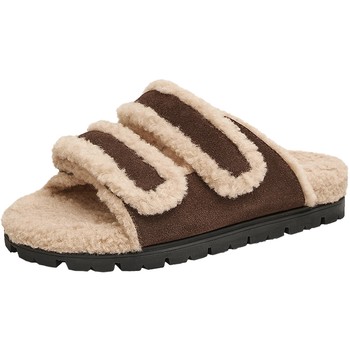 
TATA He and She Retro Fleece Birkenstock Shoes Women's Shoes Casual Furry Shoes Warm Slippers Spring New Model CY401AT5