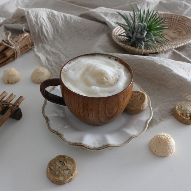 lisashop 木质咖啡杯早餐酸奶被 大容量手柄杯
