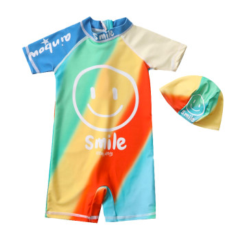 Children's cartoon connective smiley -faced swimsuit
