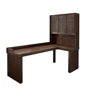 Solid wood corner bookcase desk integrated wall desk corner study table L-shaped computer desk bedroom home