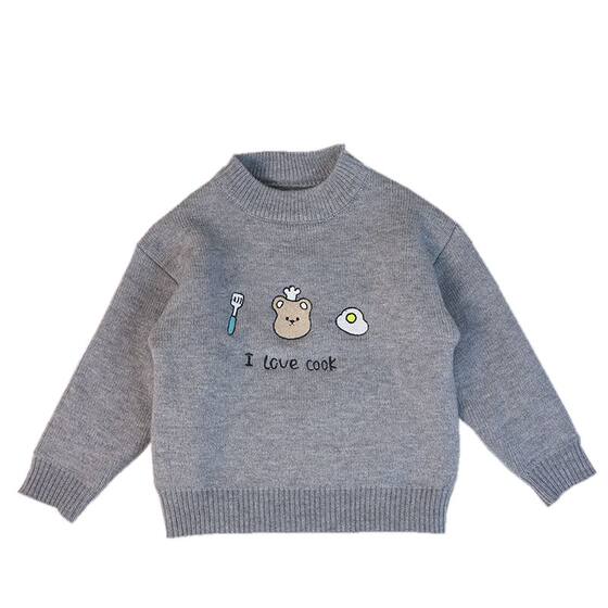 
Children's winter all-in-one velvet sweater boys' round neck warm sweater pullover baby plus velvet thickened sweater winter
