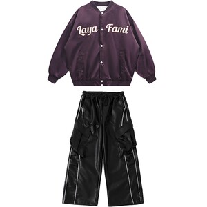 
Hip-hop children's hip-hop trendy brand long-sleeved jacket and leather pants suit hiphop cool boys stage practice clothing
