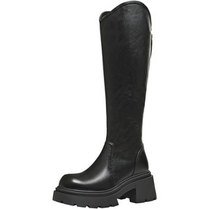 
Tianmeiyi thick-soled increased V-mouth retro knight boots plus velvet boots women's shoes high-top fashion boots leather boots winter new style