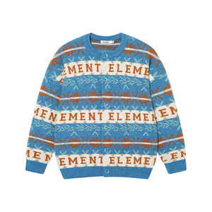 
American ELEMENT skateboard Fair Isle cardigan sweater for men, retro striped jacquard off-shoulder couple sweater for women