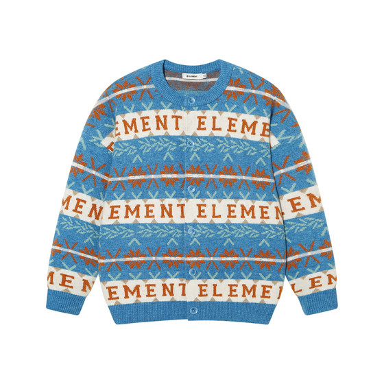 
American ELEMENT skateboard Fair Isle cardigan sweater for men, retro striped jacquard off-shoulder couple sweater for women