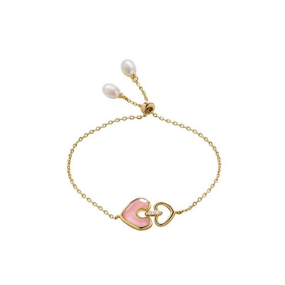 
Wang Yuwen's same style AmberLollipop pink crystal bracelet for women with natural pull-out design niche light luxury jewelry