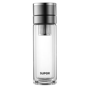 
Supor double-layer glass one-click opening men's high-end tea cup tea water separation car business water cup new style