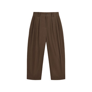 
200G Lyocell Tencel Drape Straight Pants Elastic Waist Three-dimensional Stylish Double Pleats Drape Casual Pants