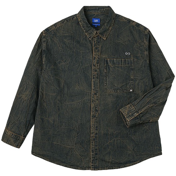 
Lee shopping mall's same loose-fitting lapel retro dark blue men's long-sleeved denim shirt trendy LMT0113015FQ