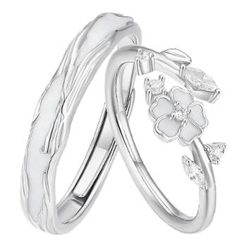 Catiro camellia couple ring women sterling silver niche design ring pair birthday gift