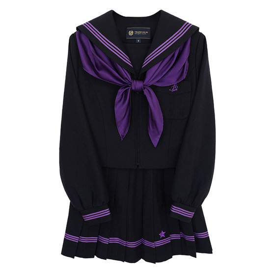 
[Tsukino HOUSE]*Astrology Feather*Original JK cyanotic collar purple three-cover collar long-sleeved sailor suit winter suit