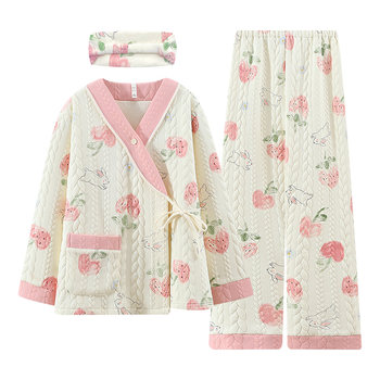 Send hair tie - air cotton pajamas maternity confinement clothes winter thick cotton maternity nursing pajamas autumn and winter December