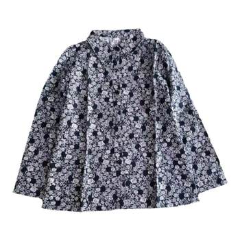 Mom cotton shirt female long -sleeved whole cotton spring and autumn clothes middle -aged and elderly mother -in -law shirt grid shirt female loose size
