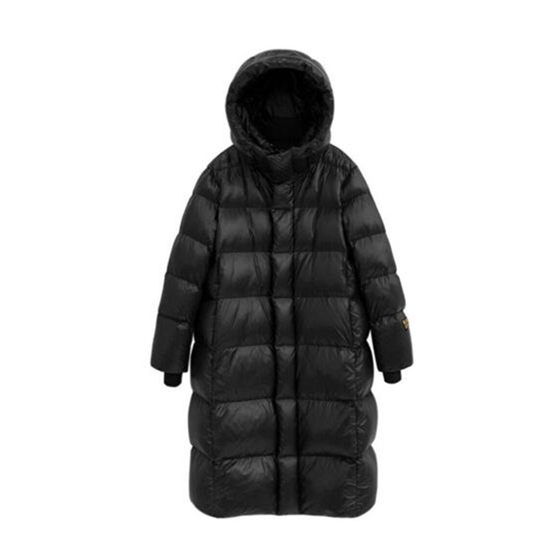 
Extra long black hooded down jacket for women, thickened winter 2025 new Korean style loose-fitting couple's bread jacket for men and women