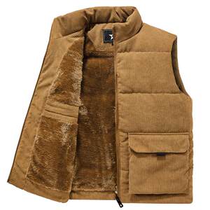 
New large-size corduroy vest men's autumn and winter plus velvet thickened warm vest vest work horse clip jacket