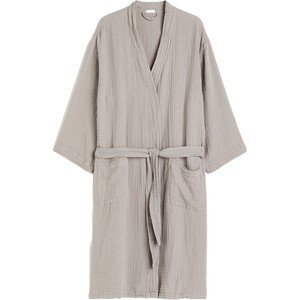 
HM women's bathrobe casual, comfortable, soft muslin lace-up hot spring green fruit collar home robe 1206055