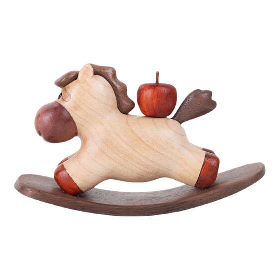 
Happy rocking horse/cute cartoon solid wood desktop car decoration ornaments Year of the Horse gift for friends to celebrate the New Year