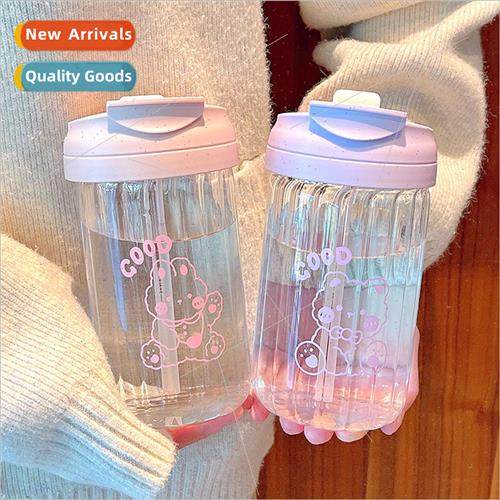 Cartoon students water cup girls summer high value straw gla