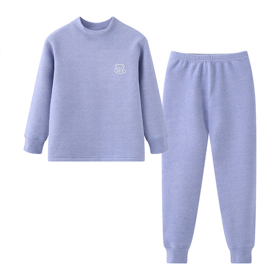 Boys' winter children's thermal underwear 2024 new style for girls' boys' autumn clothes and wool thickened suit
