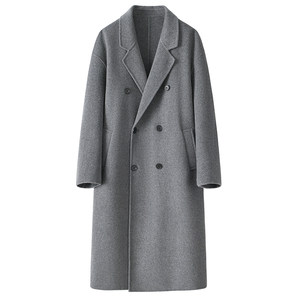 
Autumn and winter long double-sided sheep wool coat men's Korean style over-the-knee loose suit collar woolen woolen windbreaker jacket