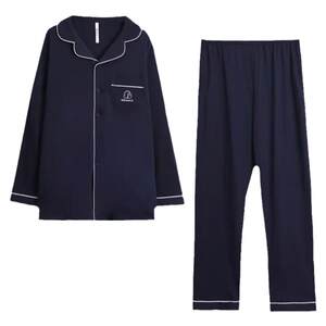 Authentic red bean pajamas 100% cotton summer couple long-sleeved trousers home wear set men and women loose cotton
