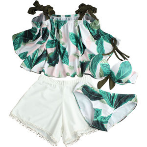 Couple swimwear clothing small breasts gathered Bikini four -piece female swimsuit swimwear covered belly conservative swimwear beach pants
