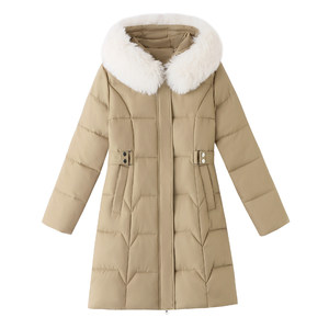 
Women's loose warm down cotton jacket for winter 2025 new Korean version waist-closing and slimming mid-length jacket thickened