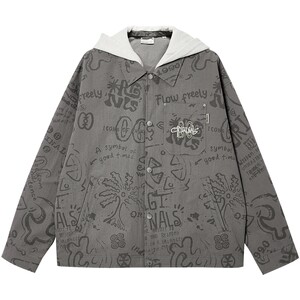 
Jack Jones men's spring new all-over printed workwear hooded jacket coat wear top 226121073