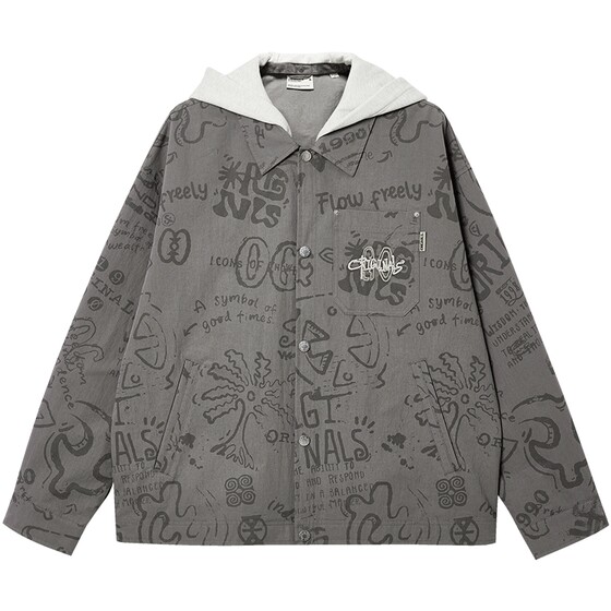 
Jack Jones men's spring new all-over printed workwear hooded jacket coat wear top 226121073