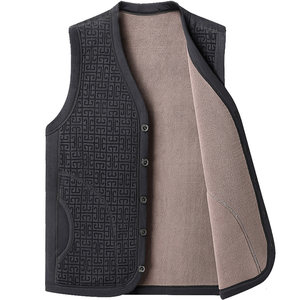 
Flying in the snow, spring and autumn bottoming vest for men, middle-aged and elderly dad's clothing, velvet, thickened and warm spring clothing, cotton vest inside