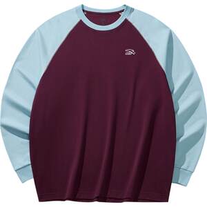 
ANTA long-sleeved T-shirt for men and women in spring new contrasting color round neck raglan sleeves couple pullover loose sports top