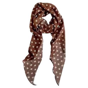 Autumn and winter polka dot long silk scarf tied around the neck for women with a high-end feel