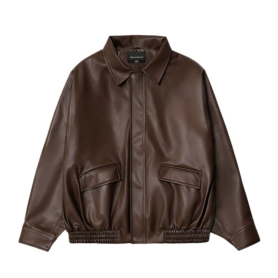 Hey Ma Qizu American lapel leather jacket short jacket retro spring and autumn men and women casual Maillard motorcycle jacket
