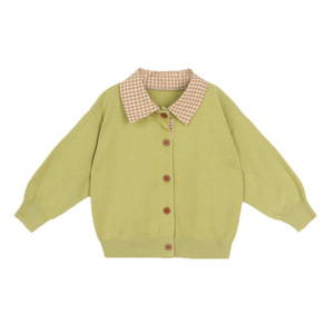 Little O dad baby boy baby boy autumn coat fake two-piece sweater POLO collar cardigan baby sweater autumn clothes