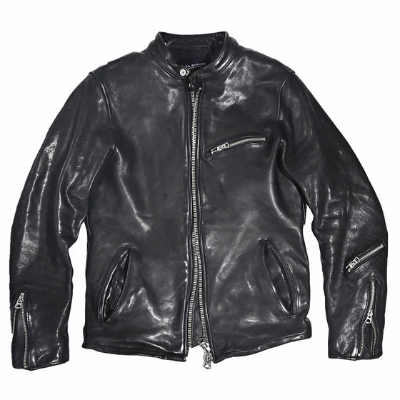 
Harley motorcycle men's vegetable tanned head sheepskin jacket zipper washing and wrinkled retro black leather jacket