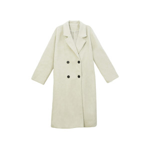Lazy wind high -level sensory rice white hair woolen coat suits, loose, thick, small middle long woolen coat