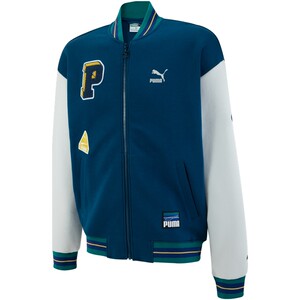
Color block knitted jacket jacket men and women casual American retro baseball uniform 677373 Puma puma official ole