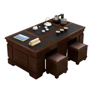 New Chinese solid wood coffee table rock board kung fu tea table living room household office integrated dual -use band -pocket kettle