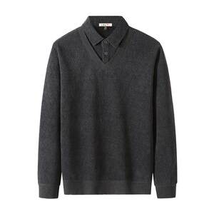 
[Plus Velvet] Red Dragonfly middle-aged and elderly men's clothing dad winter warm inner layer with rhombus jacquard fake two thick sweaters