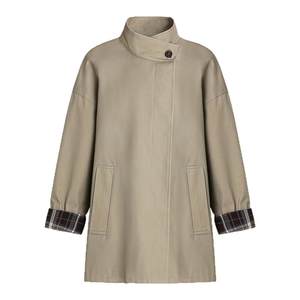 
Fano Fano atmosphere, plaid patchwork splicing, stand collar texture, cotton casual short windbreaker jacket for women