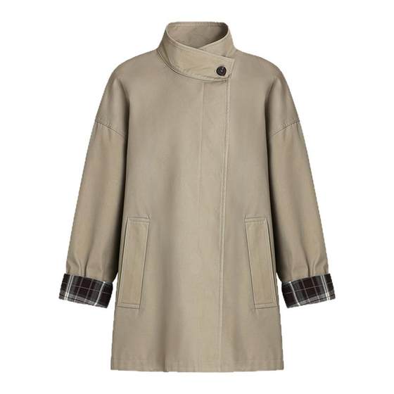 
Fano Fano atmosphere, plaid patchwork splicing, stand collar texture, cotton casual short windbreaker jacket for women