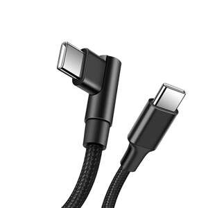
90-degree elbow double typec fast charging data cable PD60W supports Xiaomi OPPO real vivo Huawei iPhone 16/17 Apple 15 mobile phone laptop car transmission line nylon braid