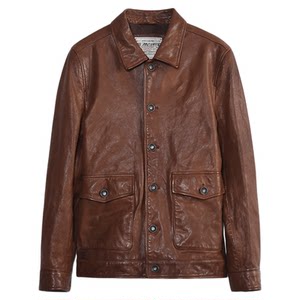 
MCS men's clothing comes from Marlboro autumn and winter simple casual slim lapel short sheep leather leather jacket