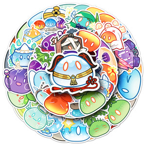 100 photos of Genshin Impact Slime Mini Stickers Cute Elements Slime Peripheral Waterproof Decoration Laptop Photo Album Tablet Helmet Mobile Shell Stationery Thermos Cup Trunk Stickers
