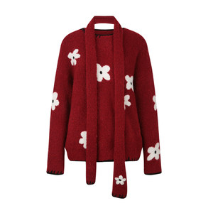 
BLUEerror circle yarn scarf style flower round neck pullover sweater for women lazy wool warm sweater winter