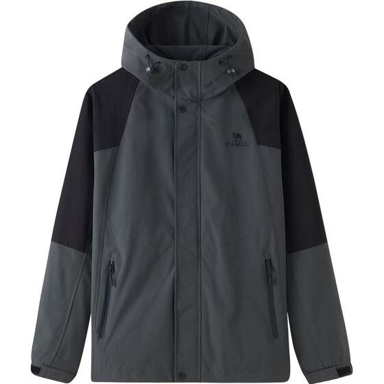 Camel Mountain and Sea Jacket Men's Autumn and Spring Workwear Outdoor Hard Shell Mountaineering Wear for Men Water-Repellent Travel Wear for Women
